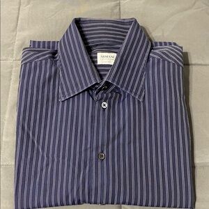 Armani Collezioni Navy Striped Men's Shirt. Size 16 L